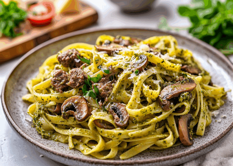 Savoury Beef And Pesto Pasta
