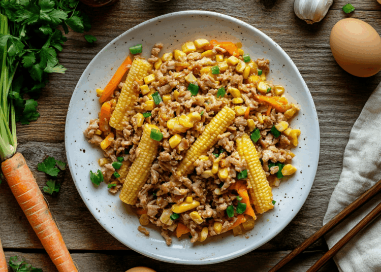 Refreshing Stir Fried Baby Corn With Pork Mince