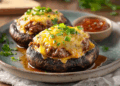 Mouthwatering Portobello Mushroom Caps Stuffed With Lean Beef Patty