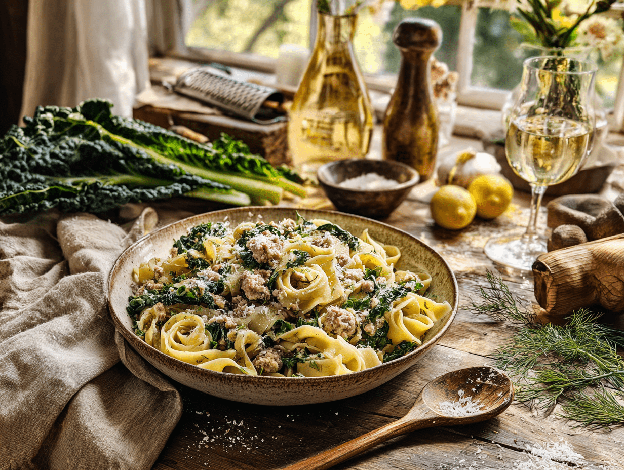 Filling Chard And Dill Pasta With Turkey