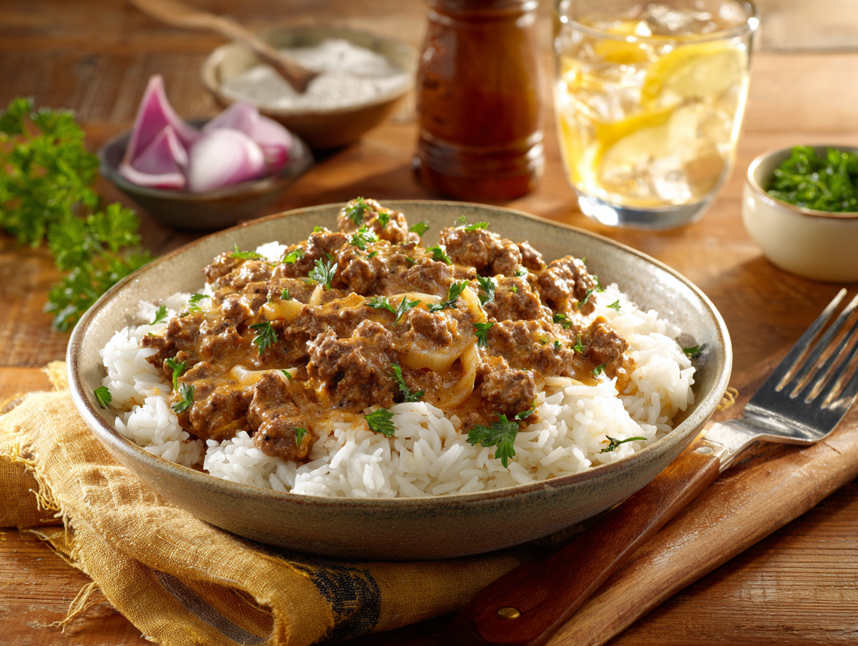 Awesome Brazilian-Style Beef Stroganoff With Creamy Rice