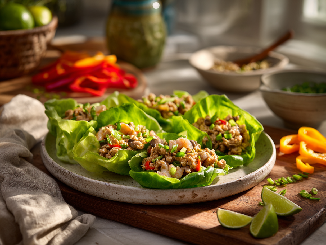Refreshing Pork And Shrimp Lettuce Wraps