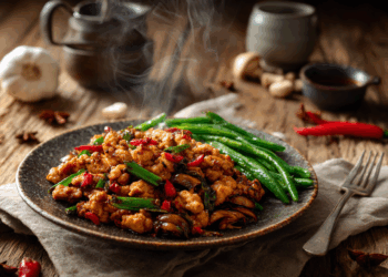 Tasty Mince Chicken With Crunchy Green Bean