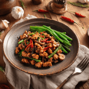 Tasty Mince Chicken With Crunchy Green Bean