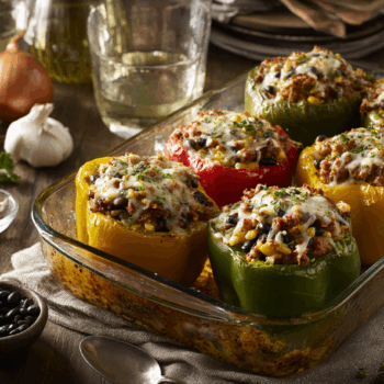 Savoury Mixed Herbs And Turkey Stuffed Bell Peppers
