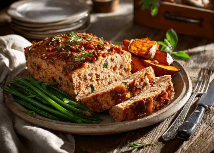 Decadent Sun Dried Tomato Chicken Bacon Meatloaf
