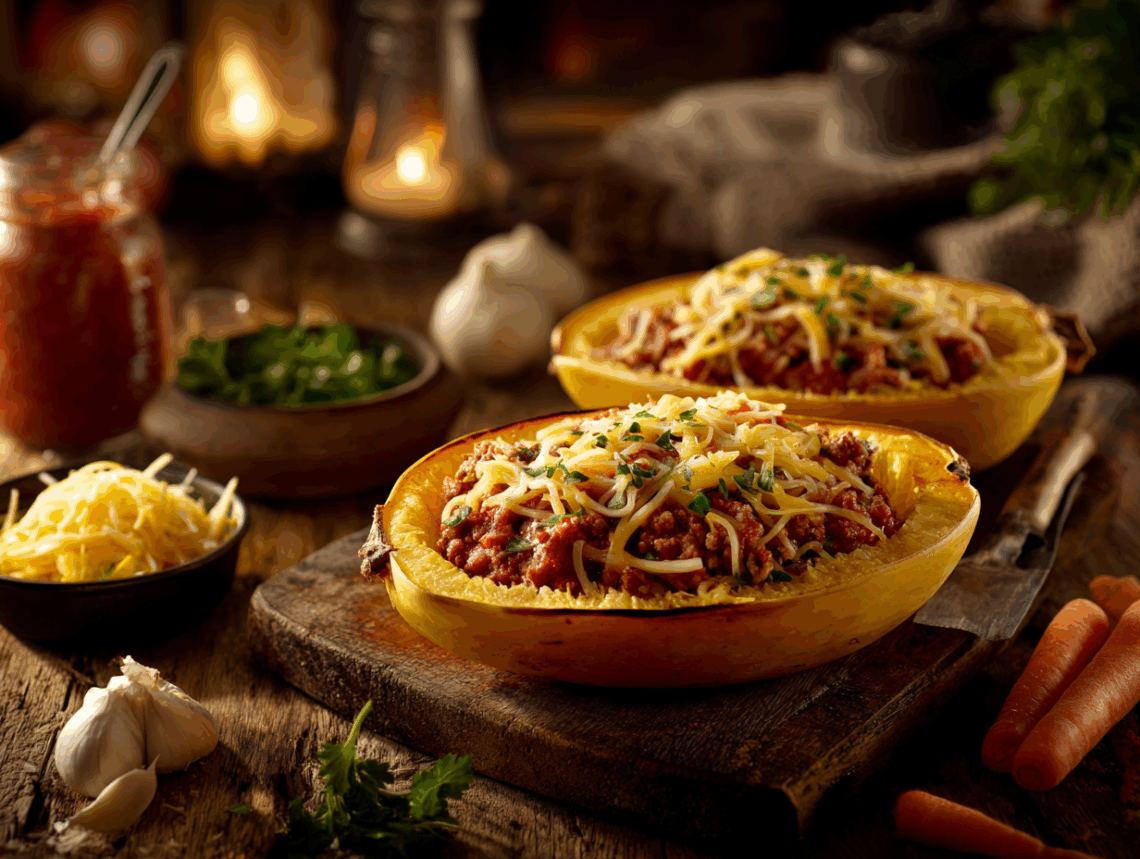 Savoury Stuffed Spaghetti Squash