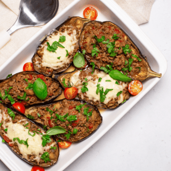 Overloaded Stuffed Eggplant With Turkey, Mushrooms And Arugula 2 Stuffed Eggplant With Turkey, Mushrooms And Arugula