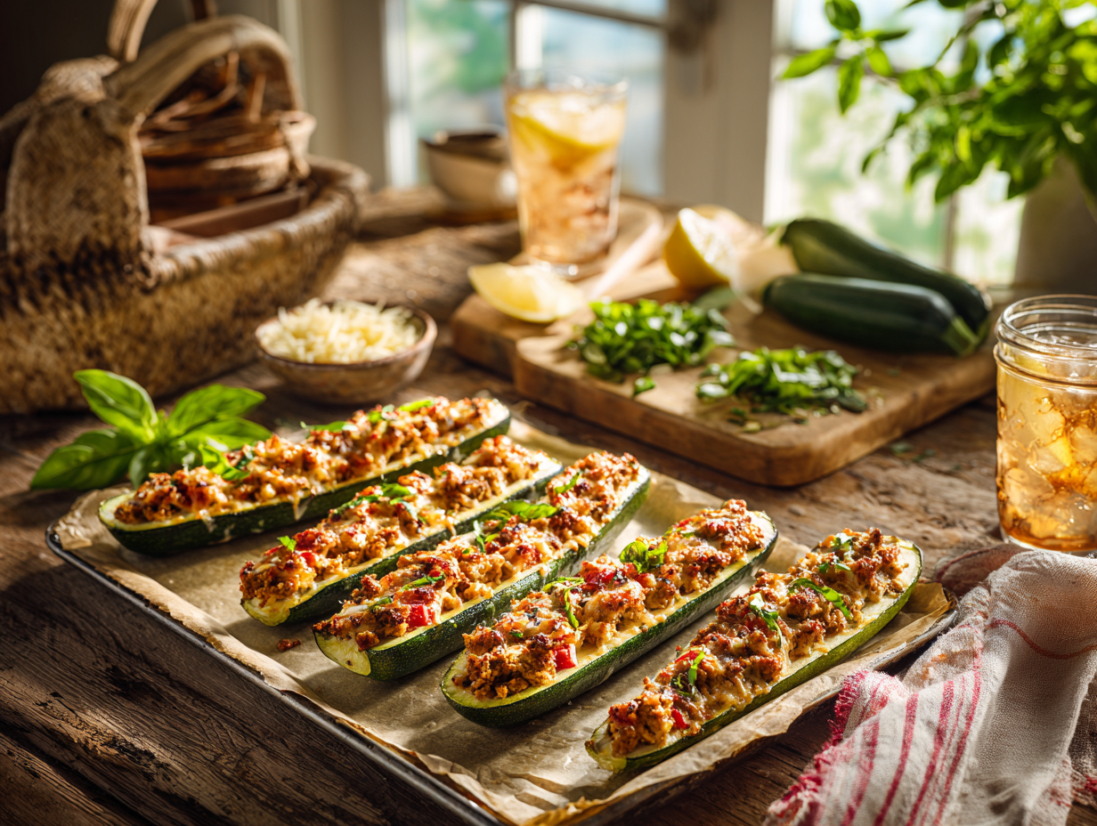 Easy And Hearty Quinoa And Turkey Zucchini Boats