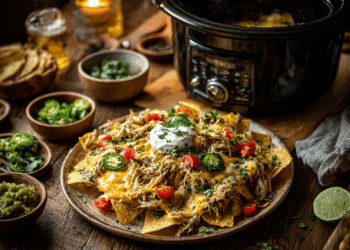 Easy Gluten-Free Crock Pot Salsa Verde Chicken Nachos