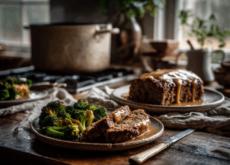 Divine Meat Loaf With Gravy And Broccoli