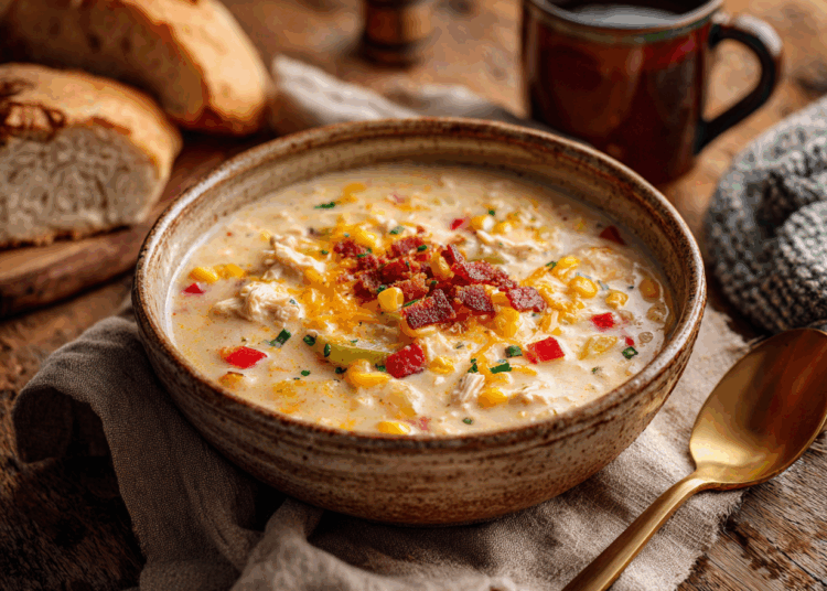Heartwarming Cheddar Corn And Chicken Chowder