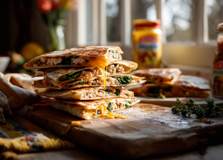 Easy Turkey, Cheese And Spinach Quesadilla