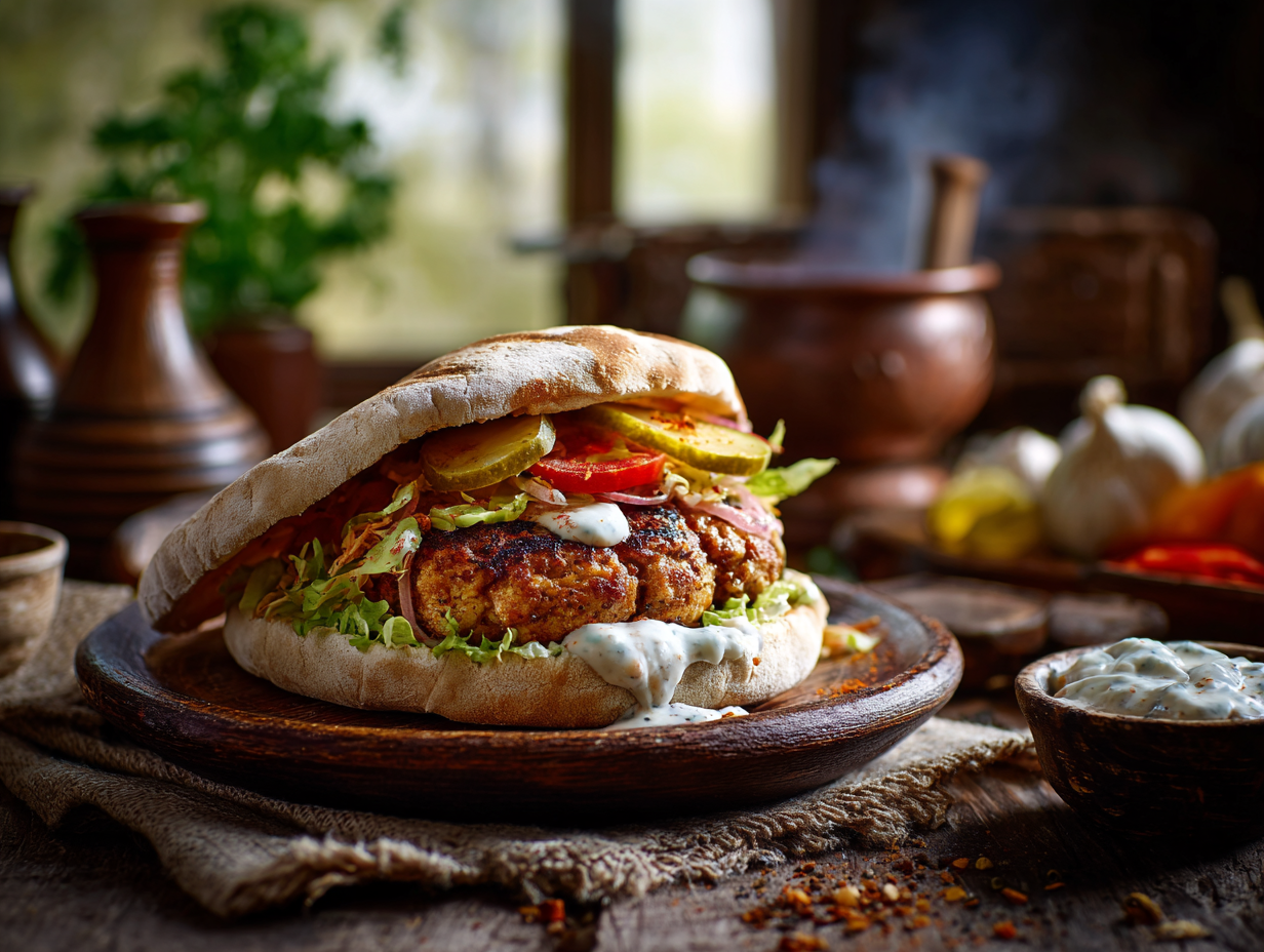 Satisfying Bbq Shawarma Burger