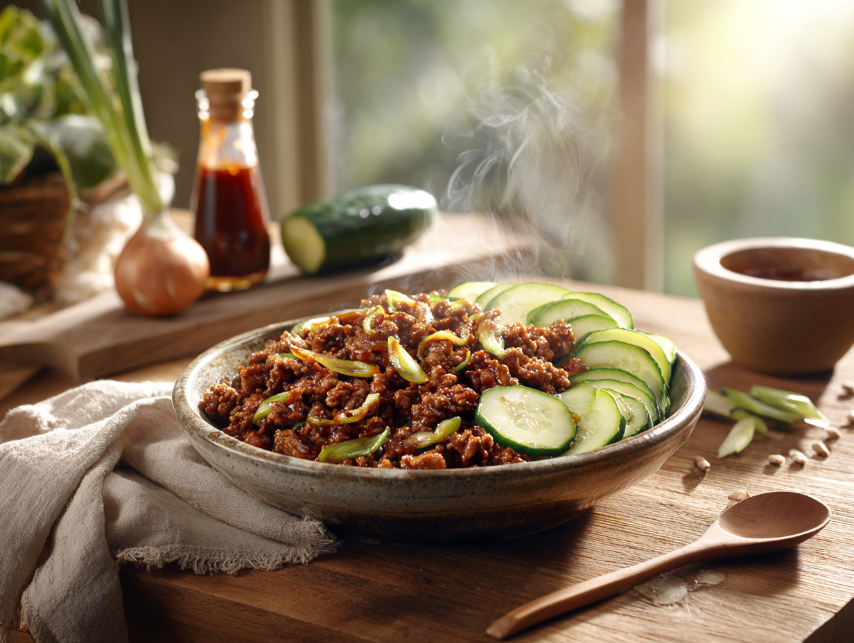 Refreshing Asian Beef And Cucumber Bowl