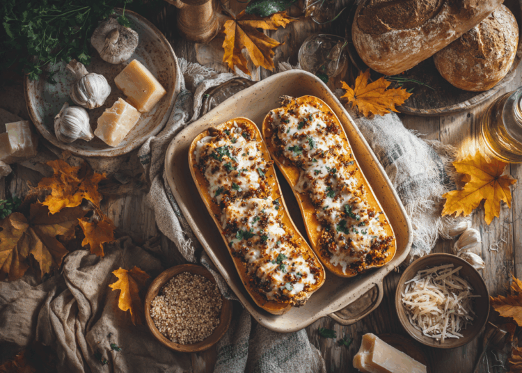 Scrumptious Stuffed Butternut Squash With Quinoa And Chicken