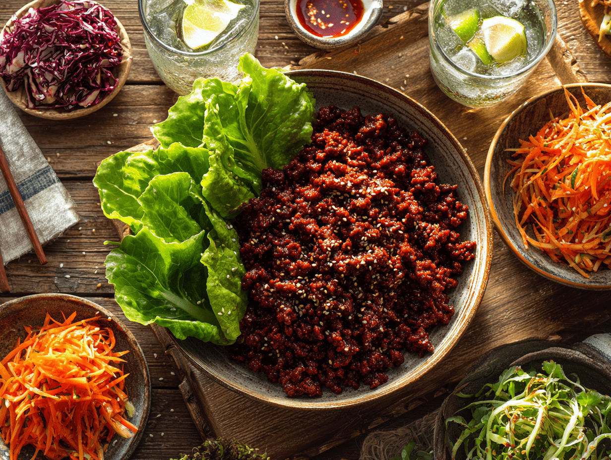 Authentic Korean Gochujang Beef Lettuce Wraps
