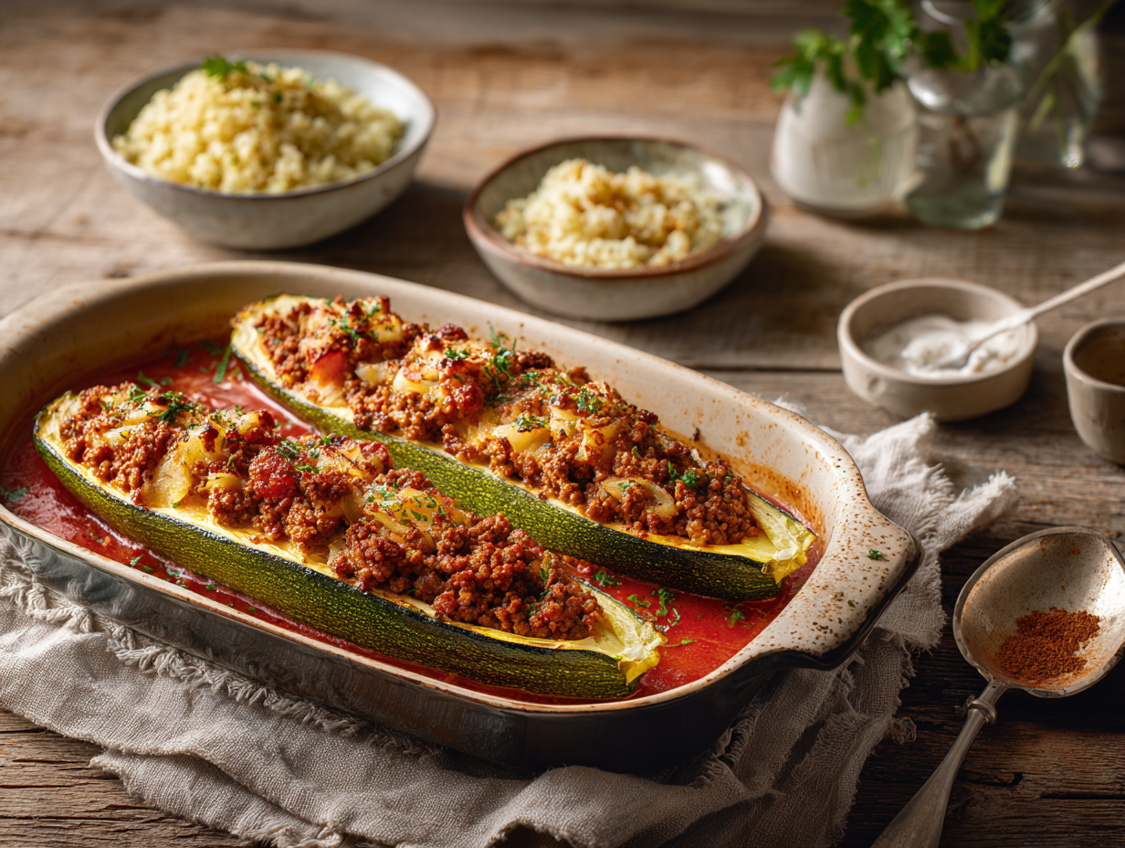 Hearty Stuffed Courgettes