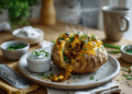 Savoury Pork And Cheese Stuffed Jacket Potatoes
