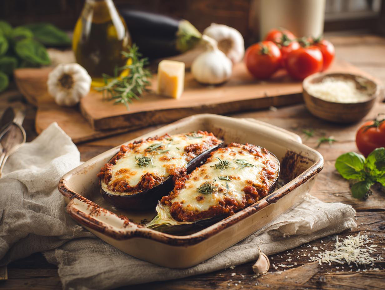 Savoury Bolognese-Stuffed Aubergine