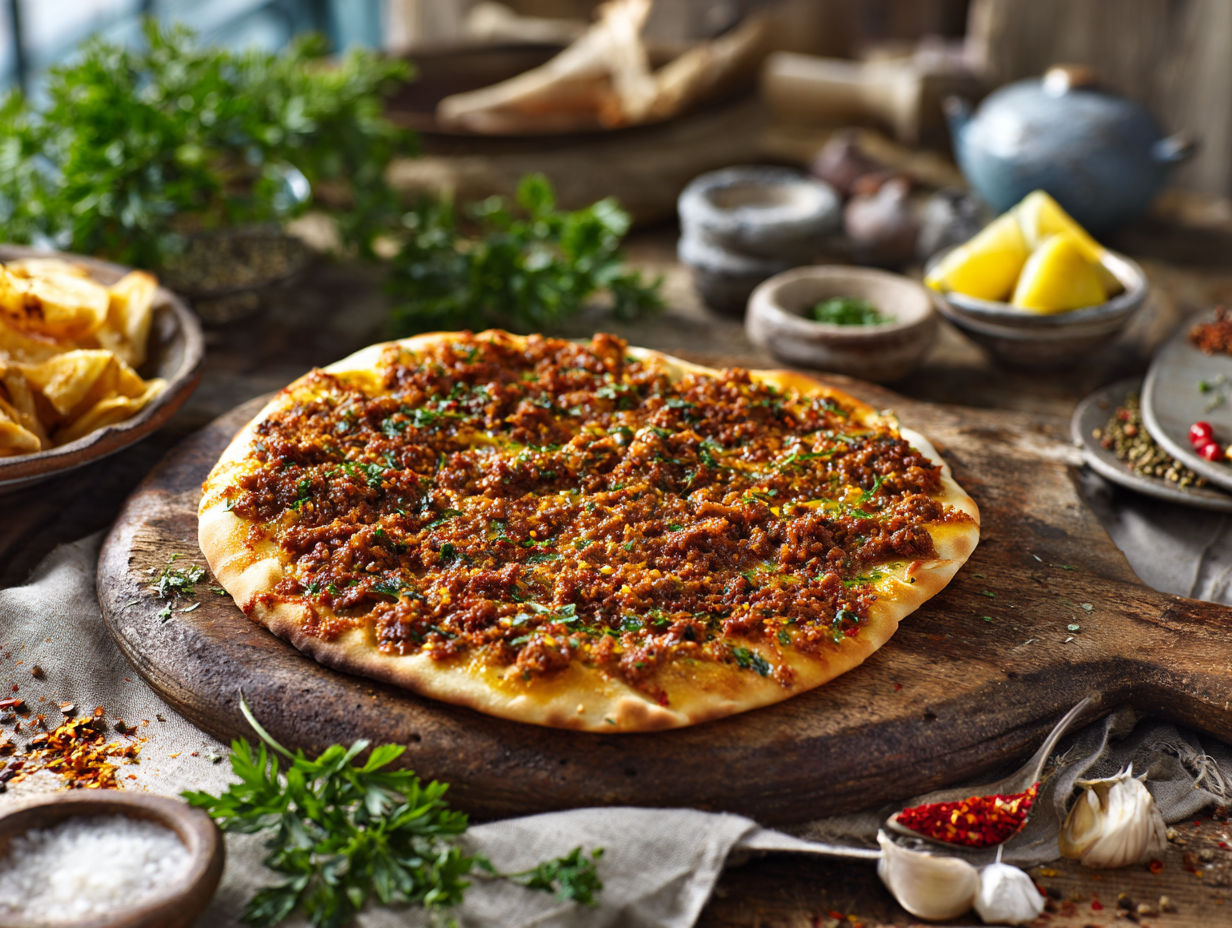 Appetizing Turkish Lamb Pizza
