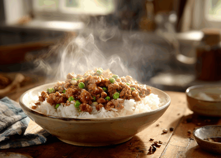 Extra Filling Steamed Rice With Pork Topping