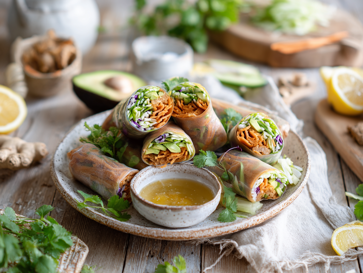 Hearty Gluten-Free Ginger Spring Rolls 2 Hearty Gluten-Free Ginger Spring Rolls