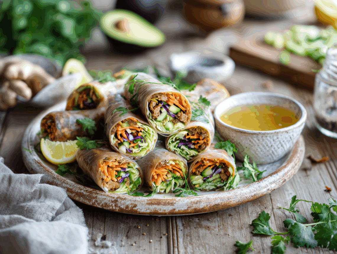 Hearty Gluten-Free Ginger Spring Rolls