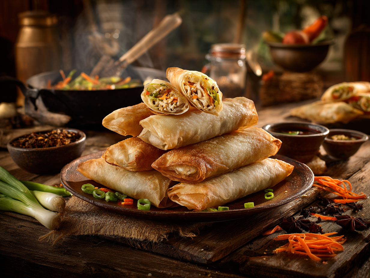 Flaky And Crispy Chinese Chicken Spring Rolls 2 Flaky And Crispy Chinese Chicken Spring Rolls