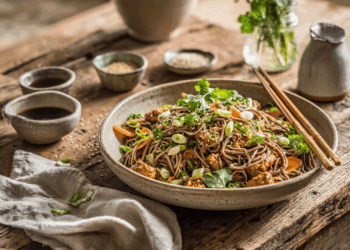 Amazing Sesame Chicken Soba Noodle Salad