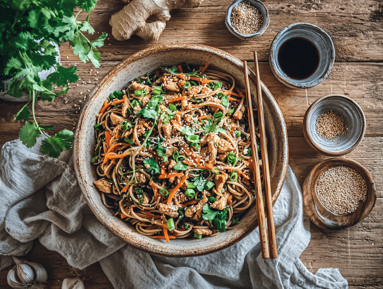Amazing Sesame Chicken Soba Noodle Salad