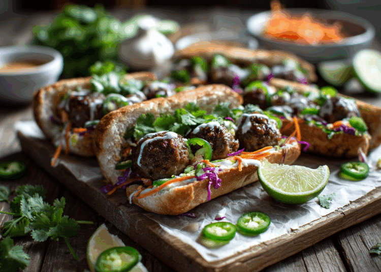 Authentic Vietnamese Pork Meatball Banh Mi Rollups