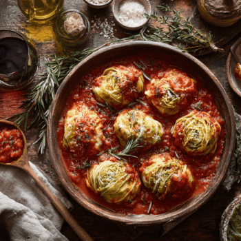 Delicious Risotto-Stuffed Cabbage Parcels In Tomato Sauce Recipe