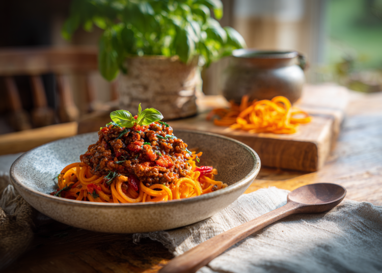 Delicious Sweet Potato Pasta With Bolognese 1 Delicious Sweet Potato Pasta With Bolognese