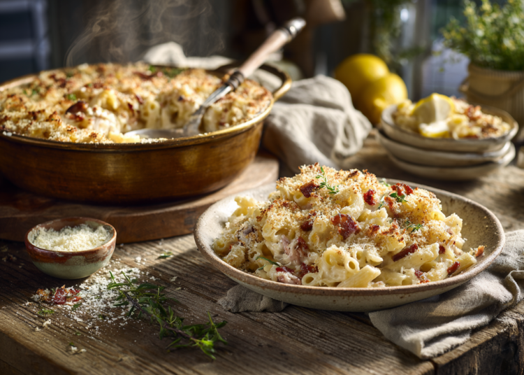 Creamy Baked Pasta With Turkey, Parmesan And Bacon