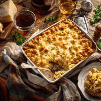 Cheesy And Creamy Pork And Fusilli Casserole