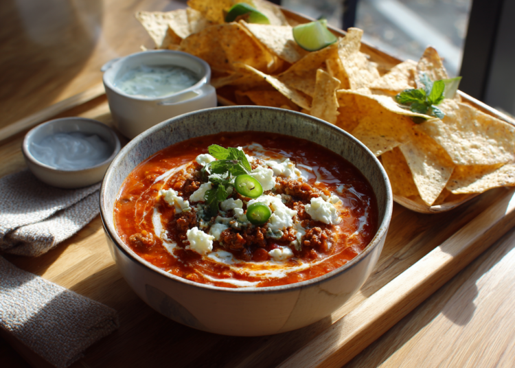 Hearty Tomato Soup With Crispy Nachos