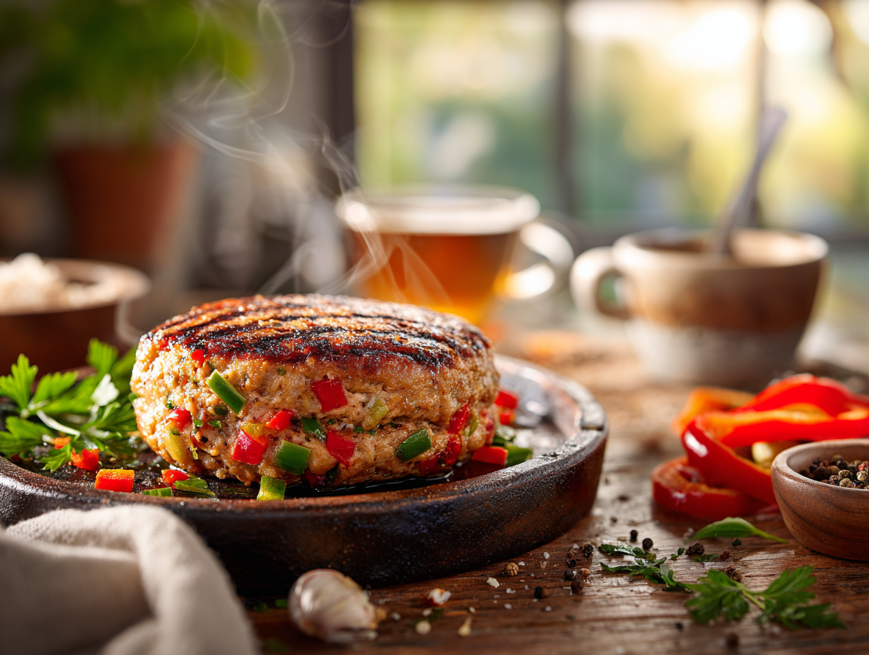 Gratifying Turkey Burger Stuffed With Bell Peppers