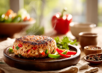Gratifying Turkey Burger Stuffed With Bell Peppers