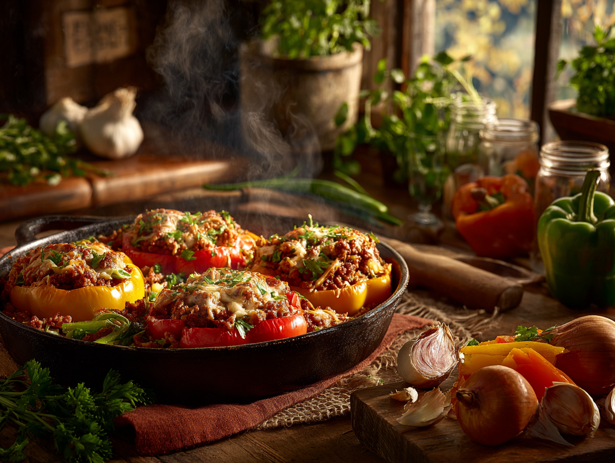 Gourmet Italian Style Stuffed Bell Peppers 2 Gourmet Italian Style Stuffed Bell Peppers