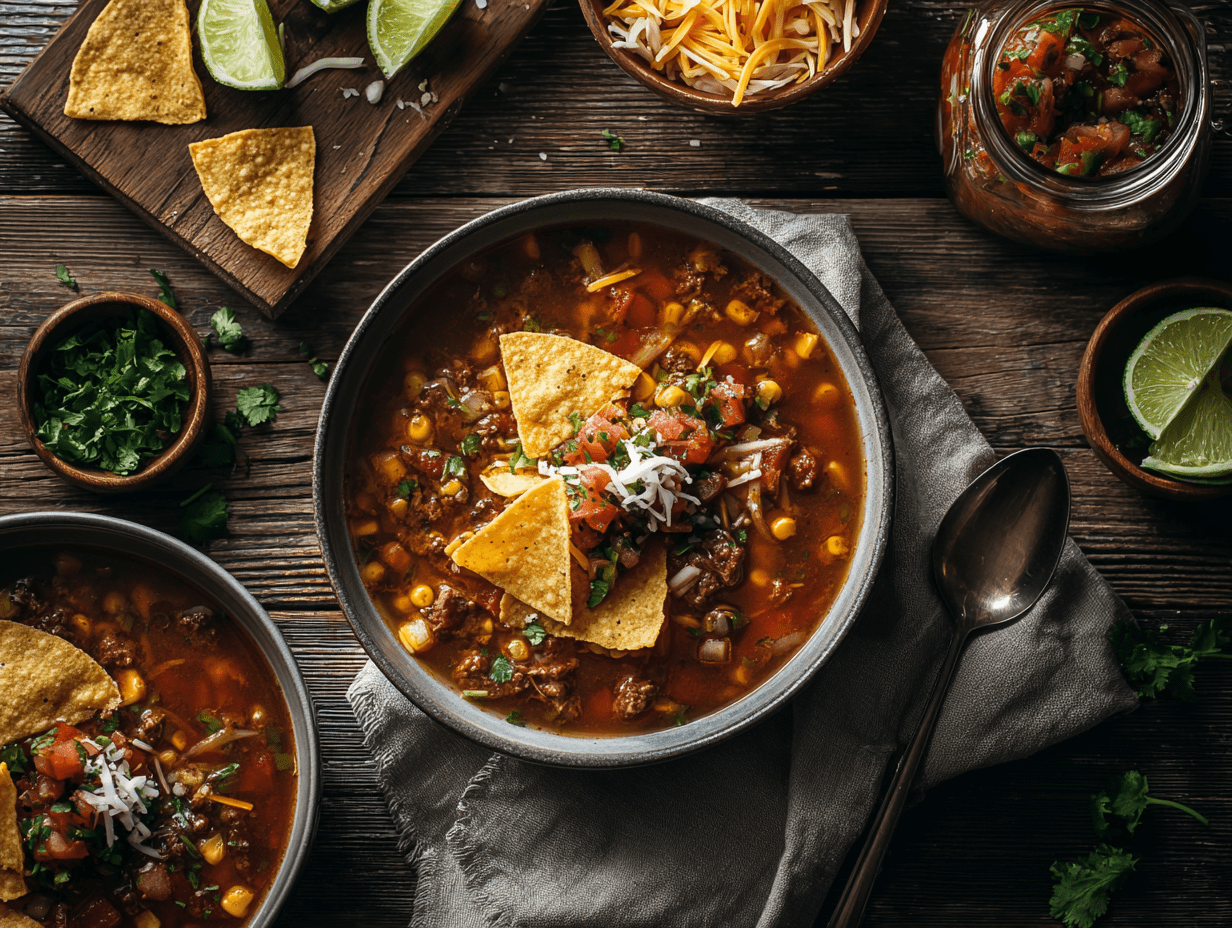 Super Easy Beef Taco Soup
