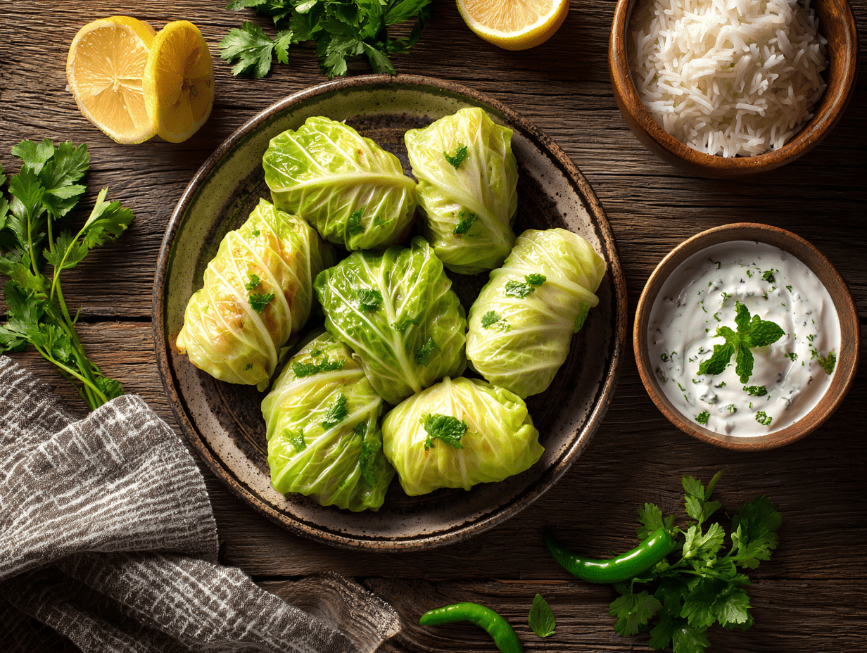 Healthy Cabbage Roll With Yogurt Dip