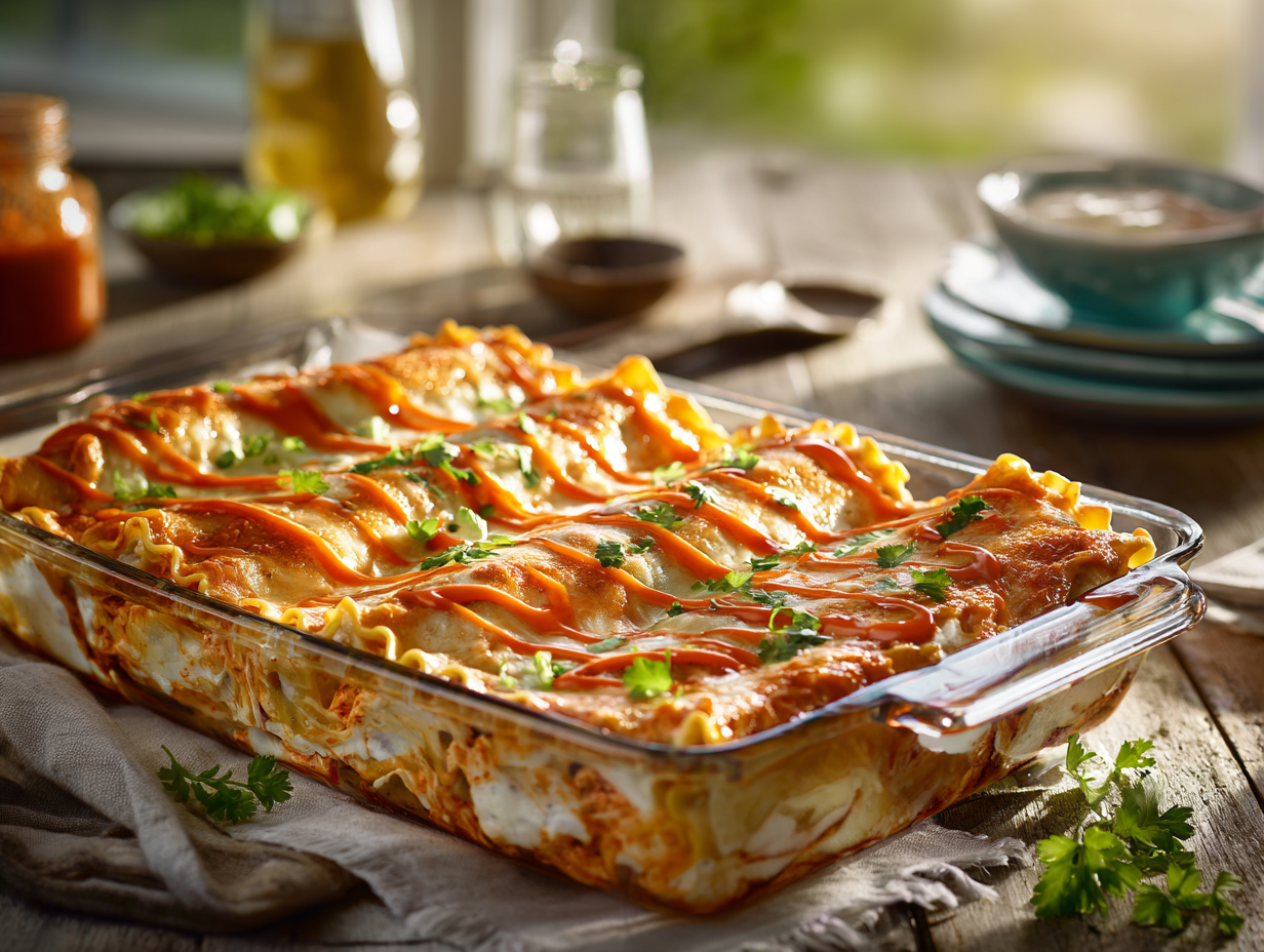 Delightful Buffalo Chicken Lasagna Roll Ups
