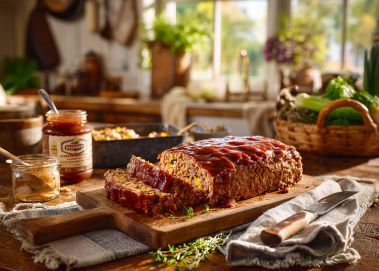 Light Barbecue Meatloaf With Confetti Vegetables