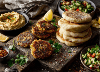 Appetizing Chilli Patties And Freshly Baked Pita Pockets