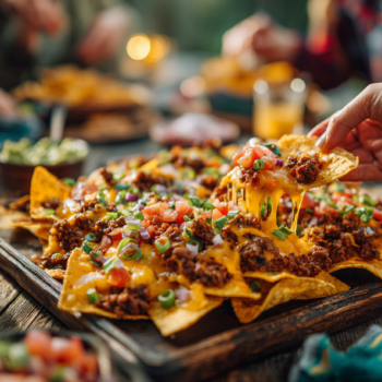 Super Easy Cheesy Mighty Meaty Nachos Recipe