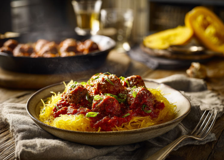 Flavourful Spaghetti Squash And Ranch Venison Meatball Marinara
