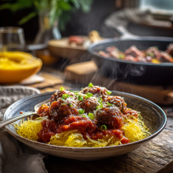 Flavourful Spaghetti Squash And Ranch Venison Meatball Marinara
