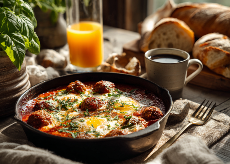 Herbed Tomato Meatballs And Baked Eggs Recipe