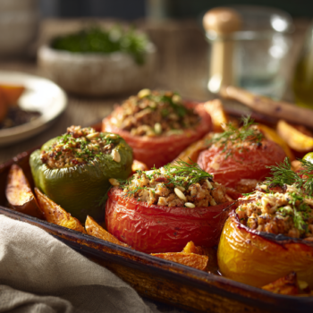 Delicious Greek Stuffed Tomatoes And Peppers